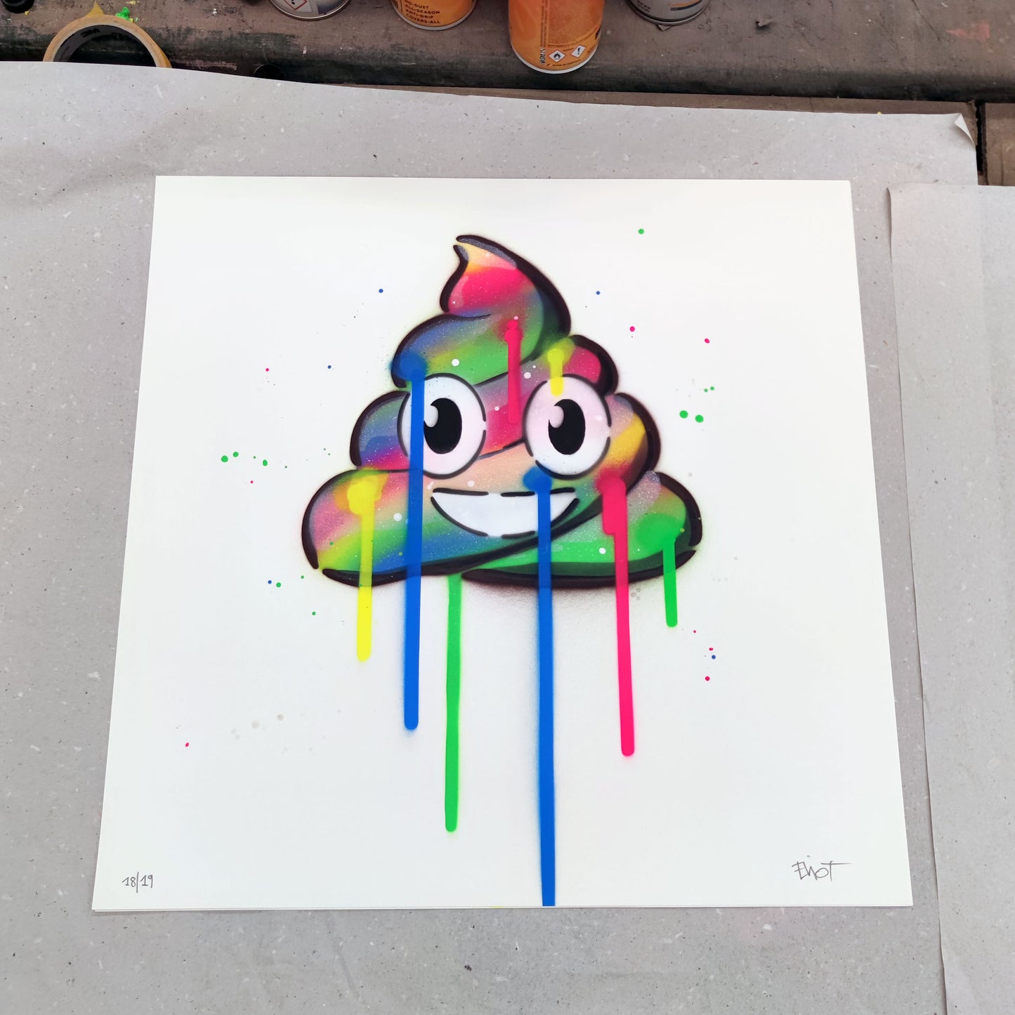 #18 RAINBOW POO 50x50